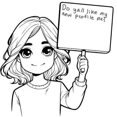 realistic girl holding up a sign