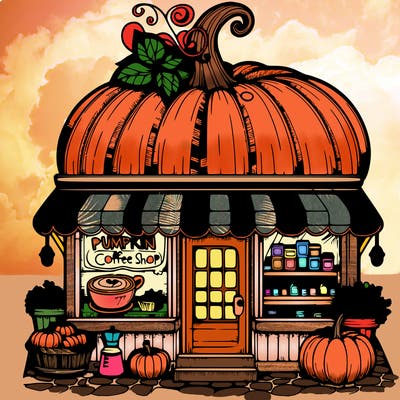 pumpkin coffee shop realistic
