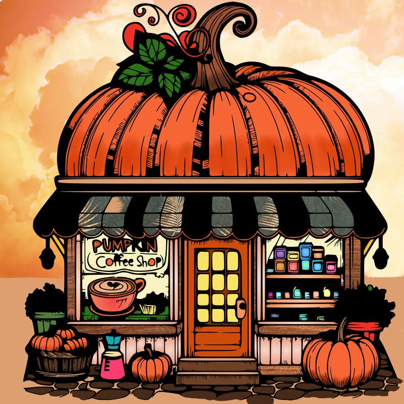 pumpkin coffee shop realistic