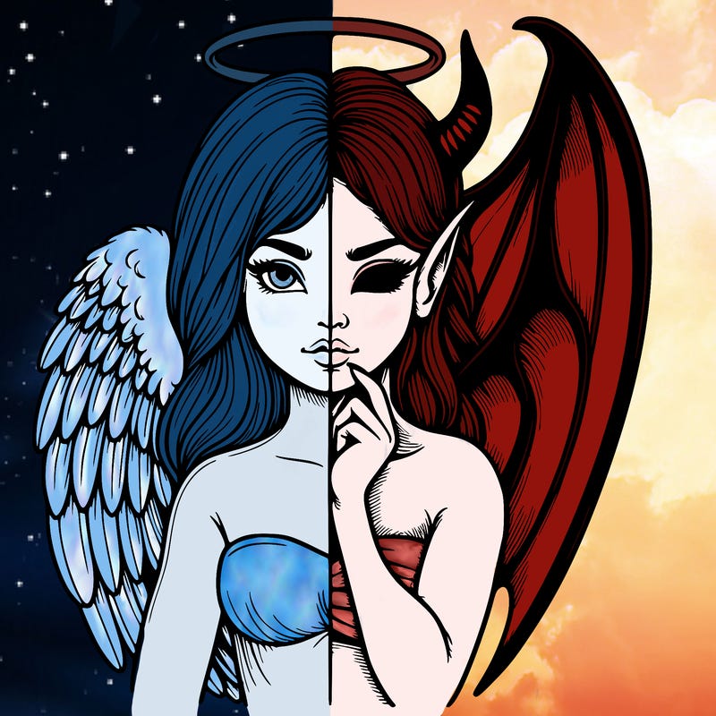 realistic angel half demon