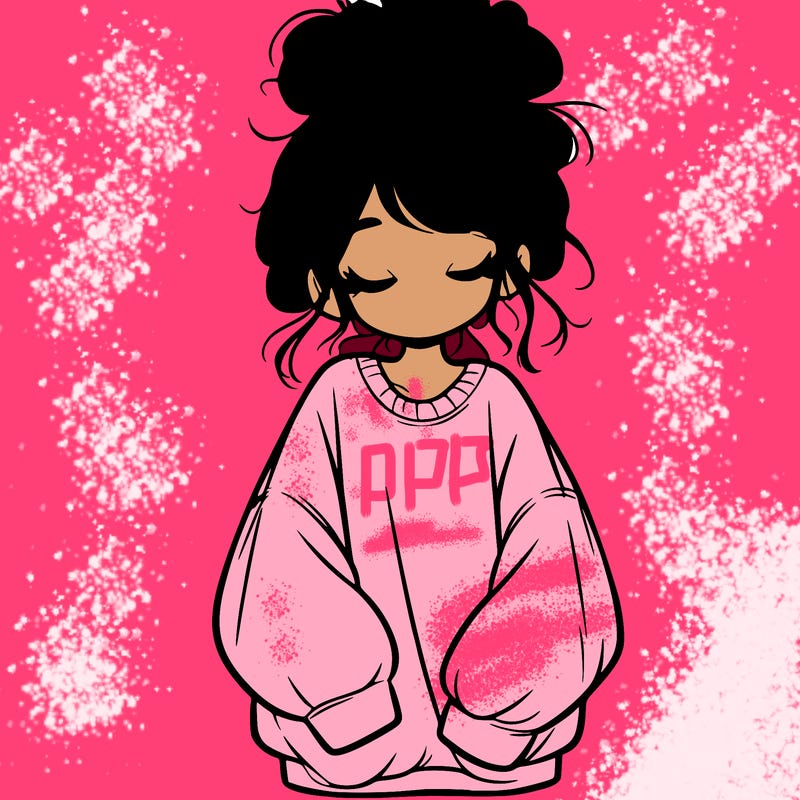 girl with baggy sweatshirt and messy bun