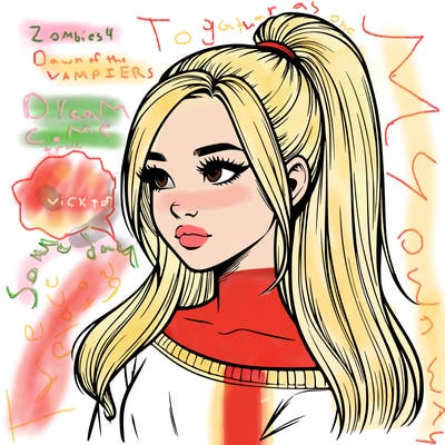 realistic girl with a high ponytail