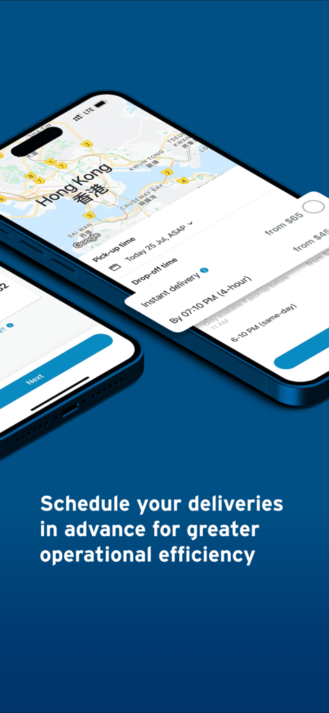 GoGoX app interface for scheduling deliveries on a map