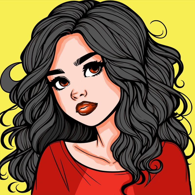 realistic girl with wavy hair on her hair