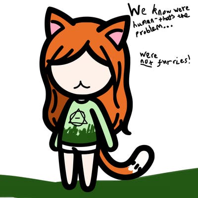 human with cat ears and tail