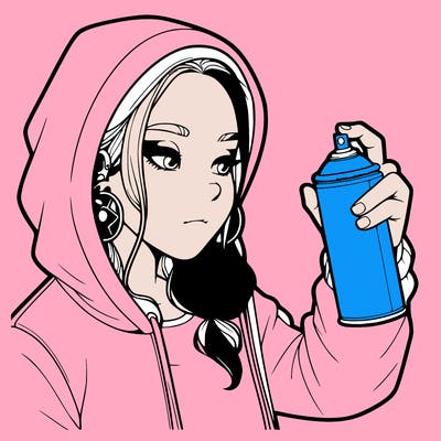 a realistic girl, spray painting