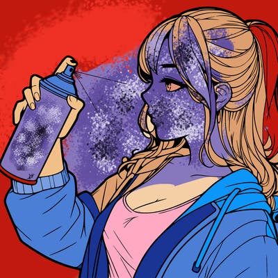 a realistic girl spray, painting