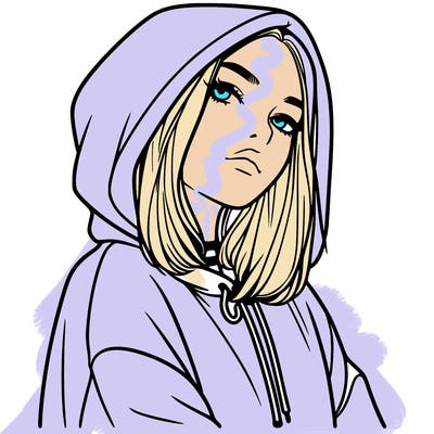 a realistic girl in a hoodie