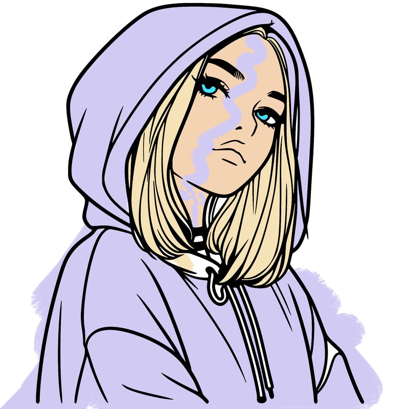 a realistic girl in a hoodie