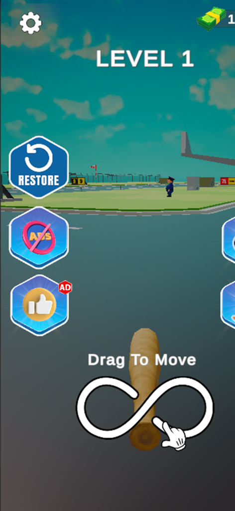 Crazy Airport Chaos: Slap Game - Gameplay screenshot of Crazy Airport Chaos Slap Game showing Level 1 instructions and airport environment