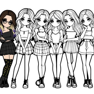 a group of girls realistic