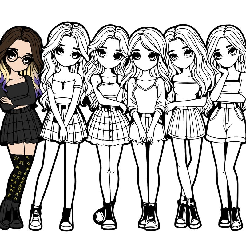 a group of girls realistic