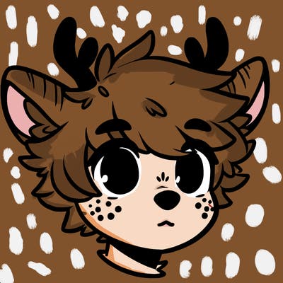 a humanoid deer with soft fluffy ears