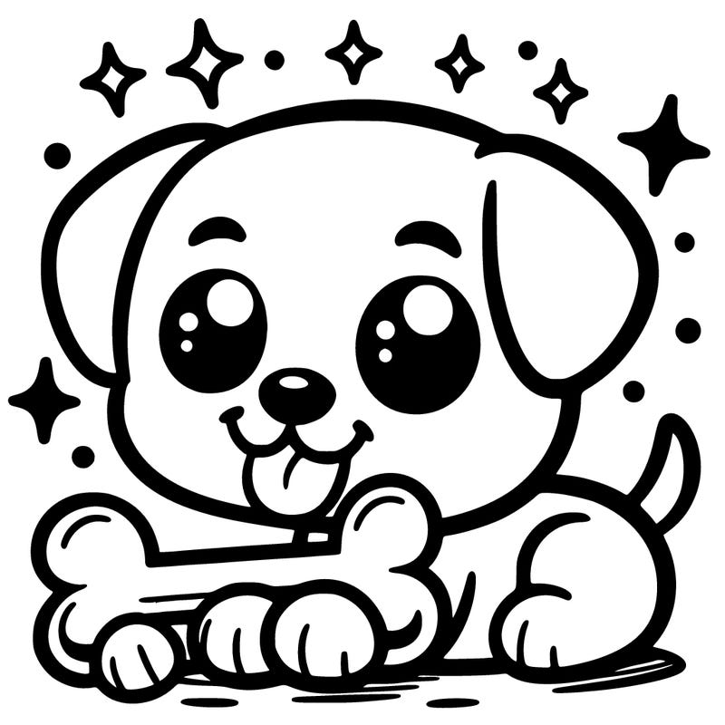 cute dog with bone in mouth