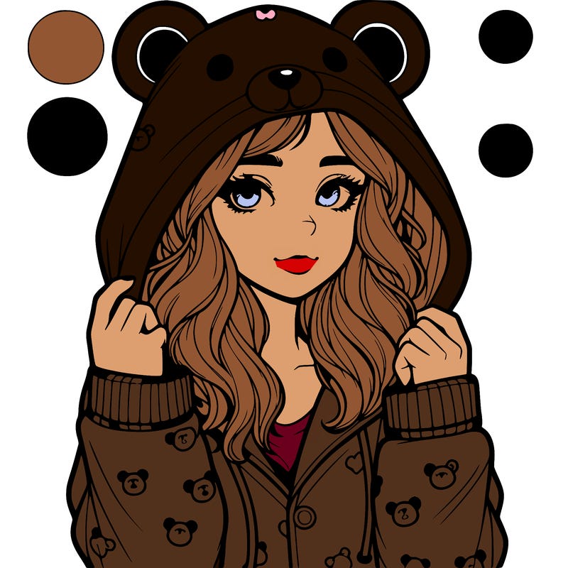 realistic girl in a animal pjs hoodie