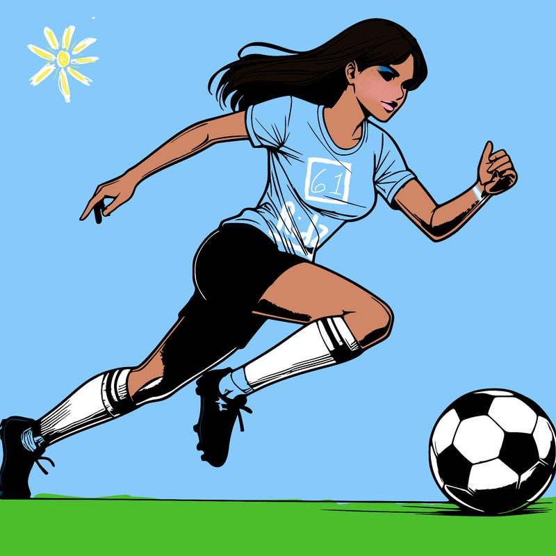realistic woman playing soccer