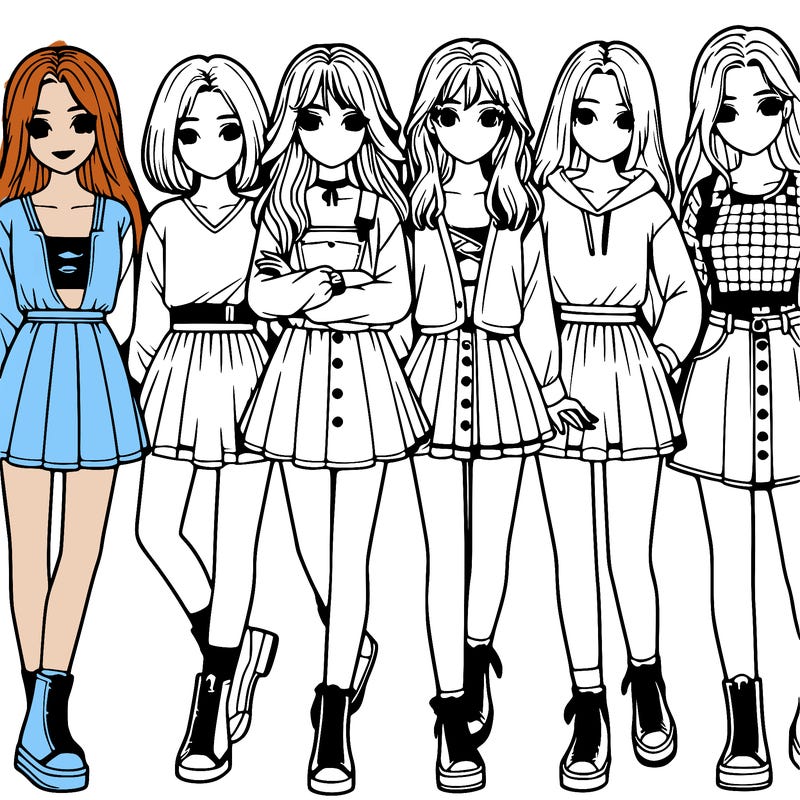 a group of girls realistic