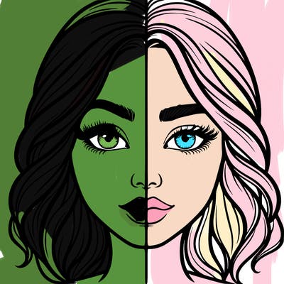 realistic girl split half