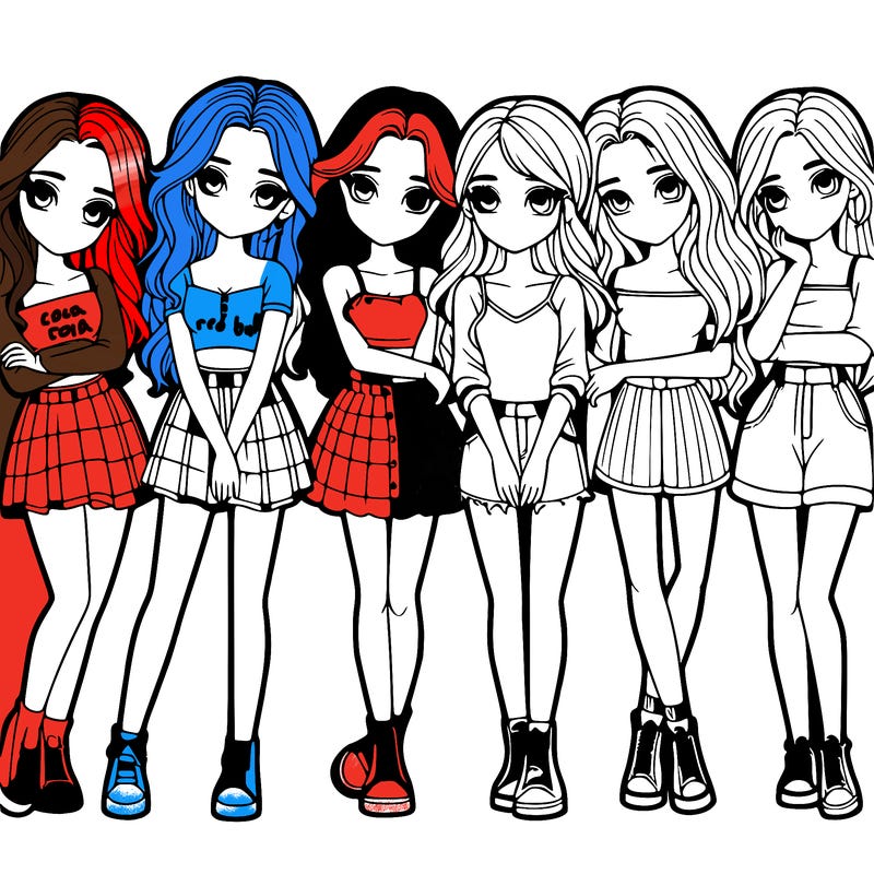 a group of girls realistic