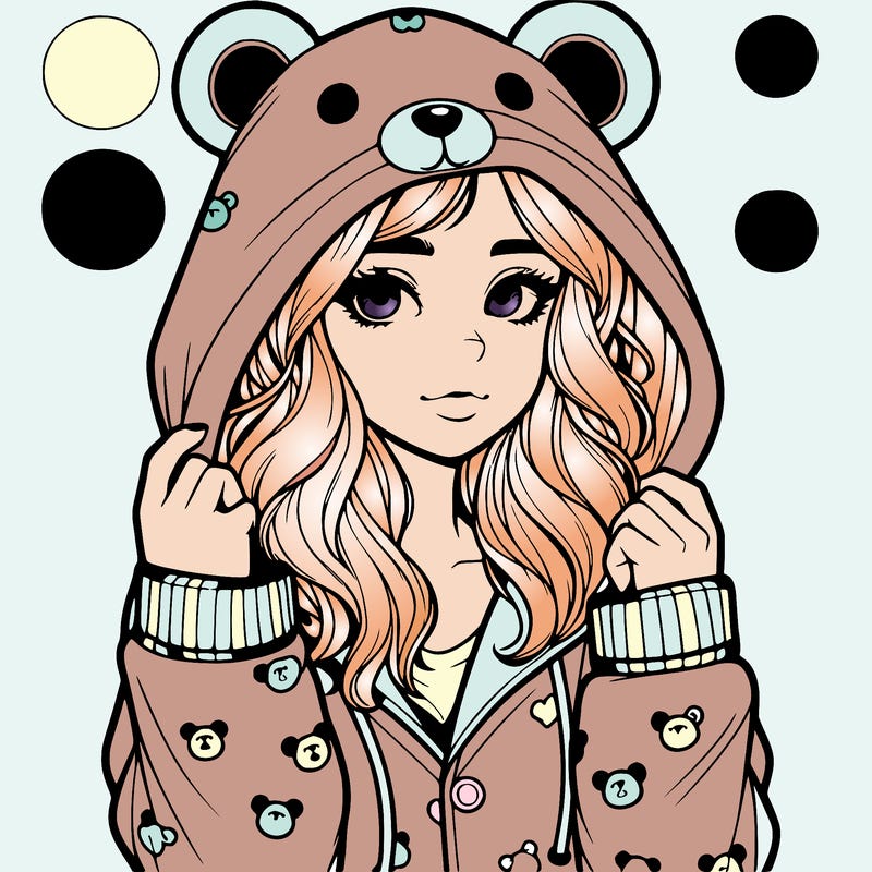 realistic girl in a animal pjs hoodie