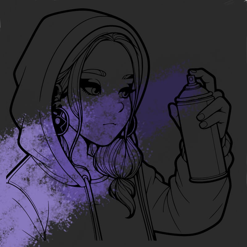 a realistic girl, spray painting