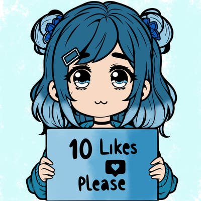 a girl with a sign saying 10 likes please