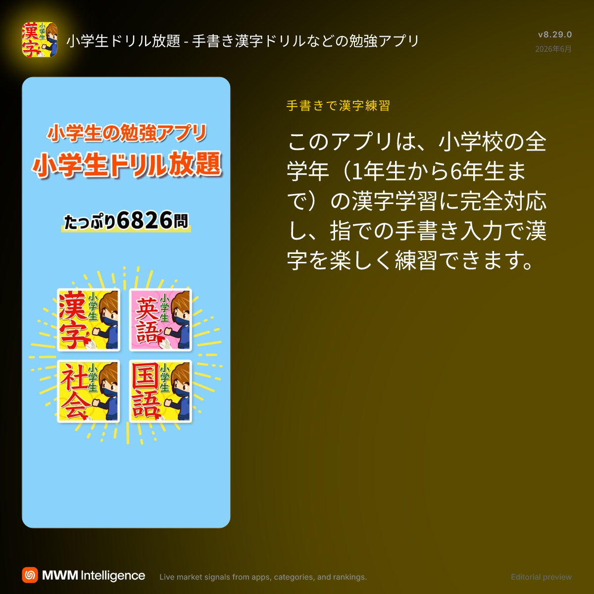 小学生ドリル放題 - 手書き漢字ドリルなどの勉強アプリ - 教育アプリ | MWM