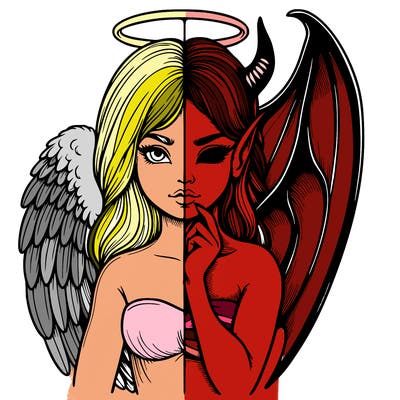 realistic angel half demon