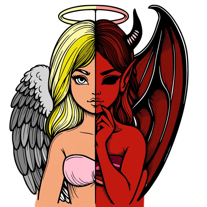 realistic angel half demon