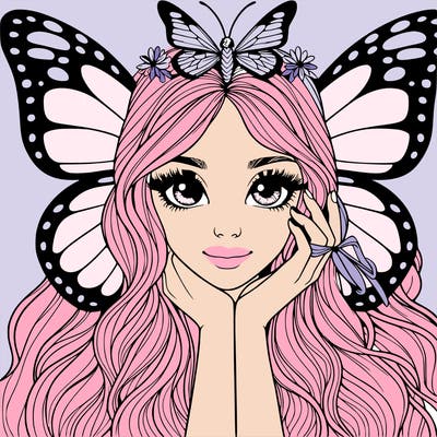 butterfly realistic girl