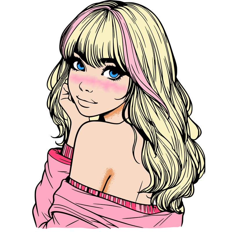 realistic girl with bangs looking over her shoulder