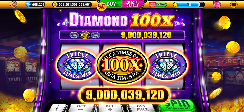 Una victoria masiva de jackpot en la máquina tragamonedas Diamond 100X.