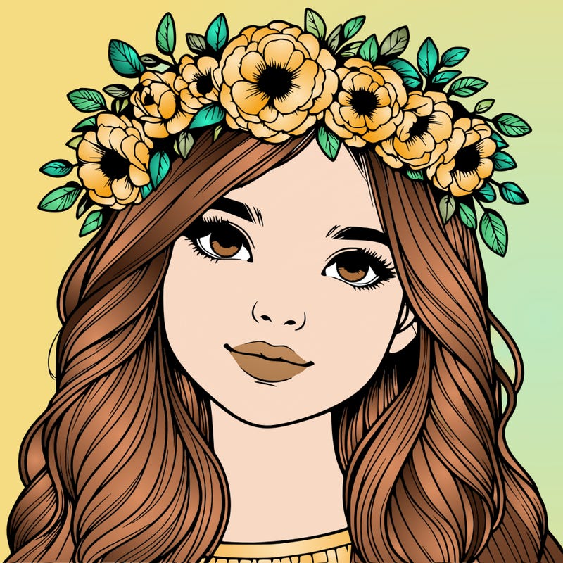 realistic girl with flower crown