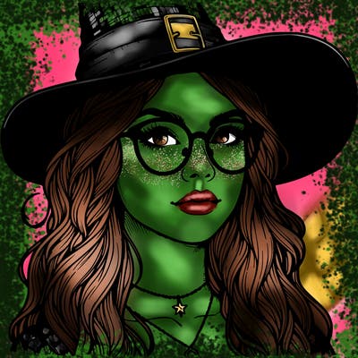 a witch with glasses realistic