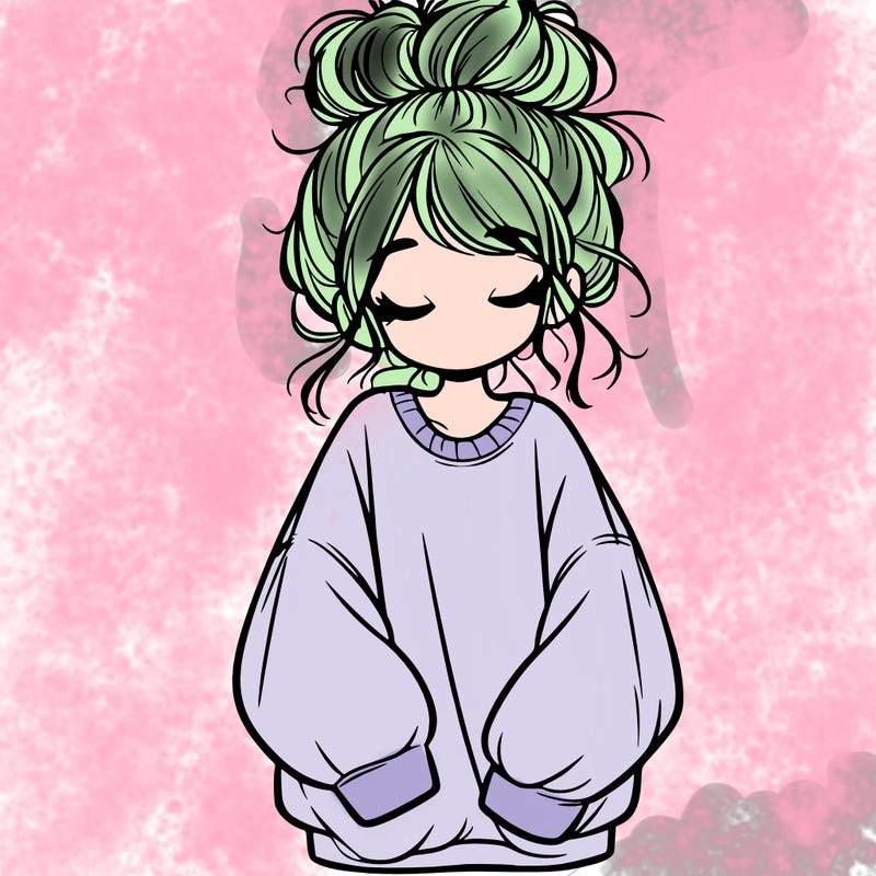girl with baggy sweatshirt and messy bun