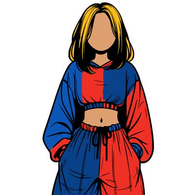 realistic girl faceless with baggy pants and a crop top