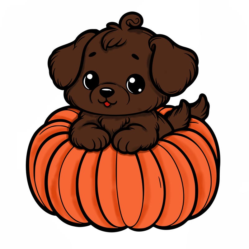 cute little puppy in a pumpkin