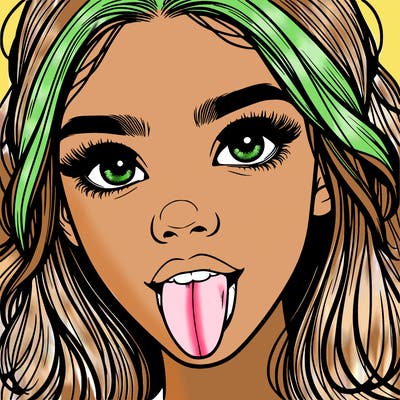 realistic girl with her tongue out