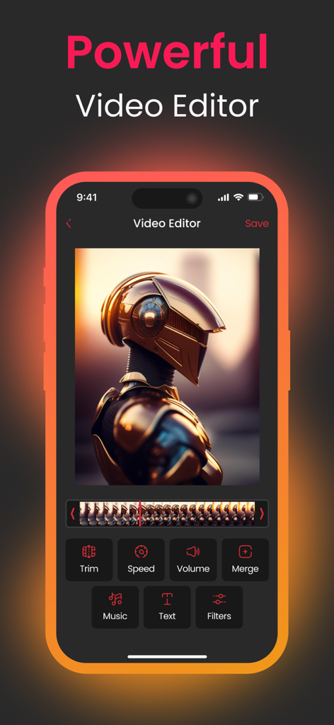 Screen Recorder – Record Video - Mobile video editor interface with tools for trimming, speed, and filters