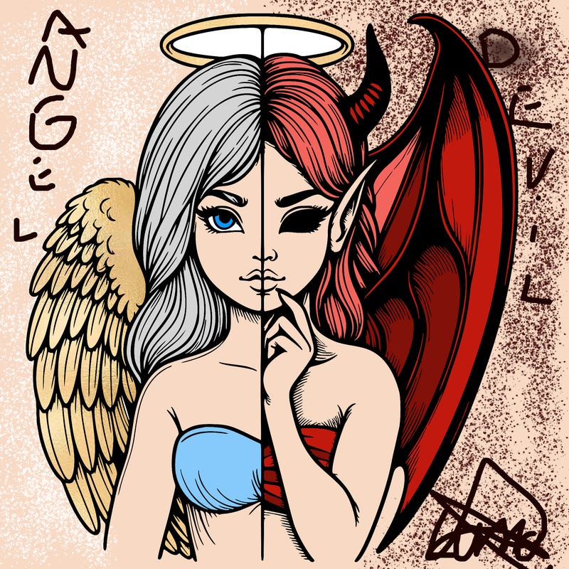 realistic angel half demon