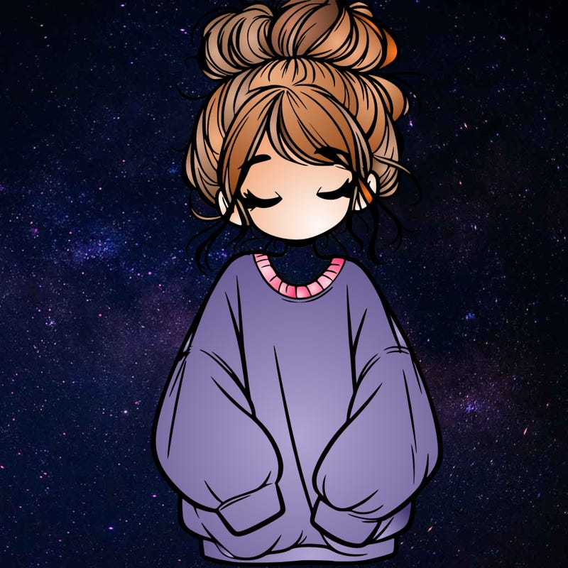 girl with baggy sweatshirt and messy bun
