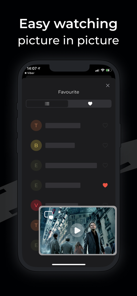 XTREAM IPTV: TV Player IP + - Smartphone-Bildschirm mit der XTREAM IPTV-App im Bild-im-Bild-Videomodus