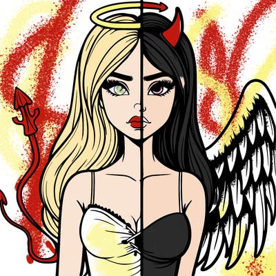 devil vs angel realistic girl