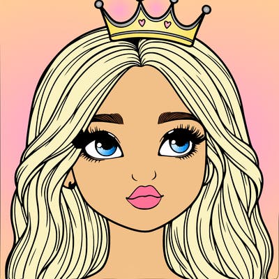 a realistic girl with a crown on