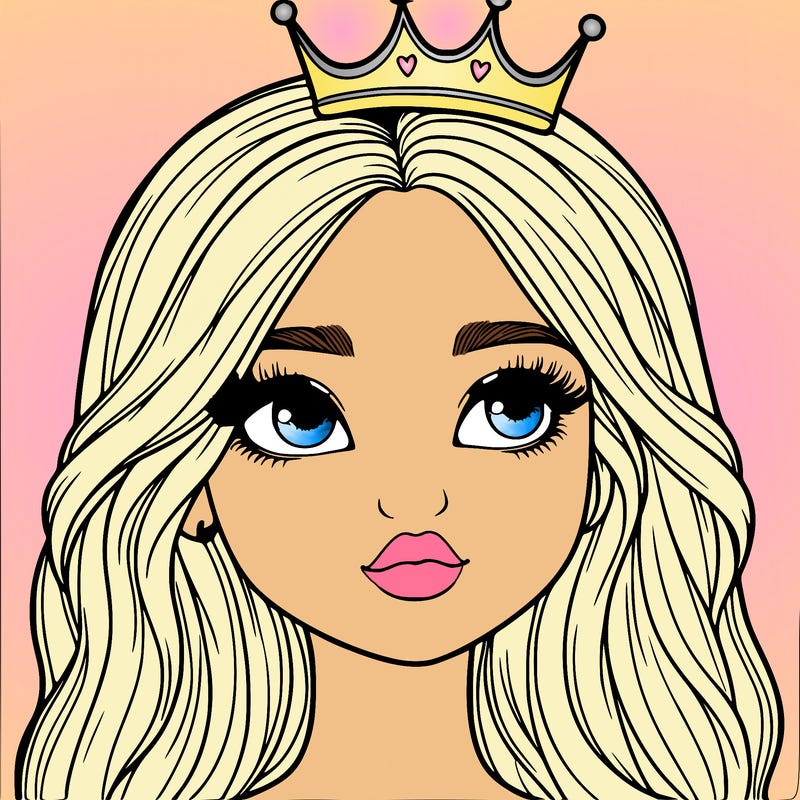 a realistic girl with a crown on