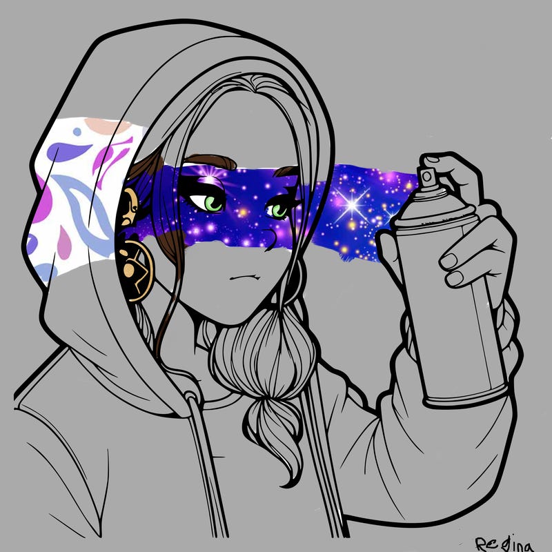 a realistic girl, spray painting