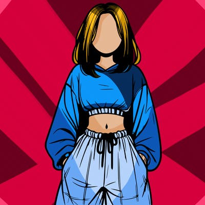 realistic girl faceless with baggy pants and a crop top