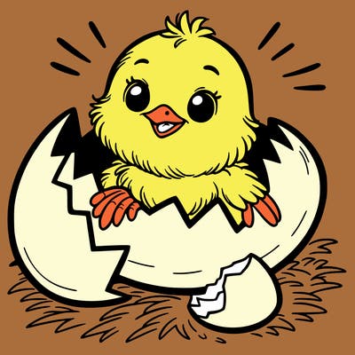 a chick hatching out of a egg