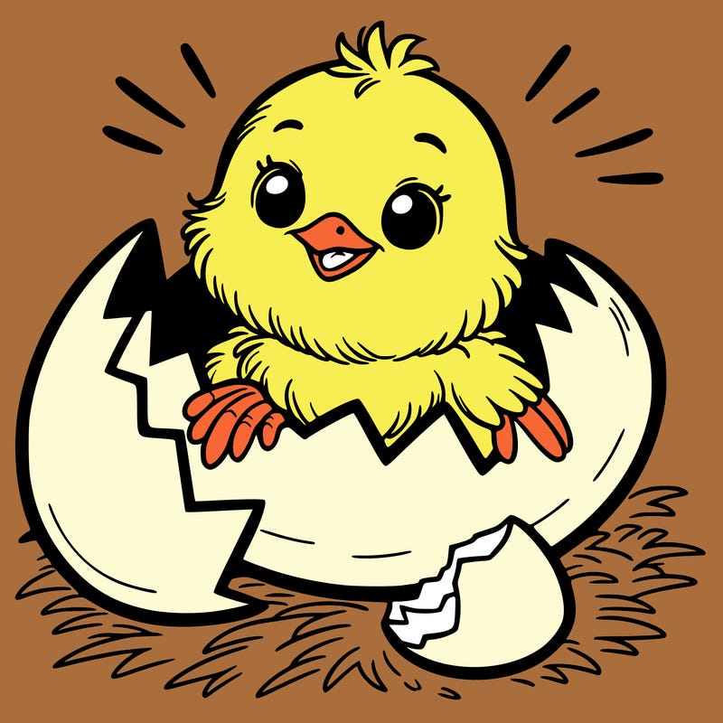 a chick hatching out of a egg