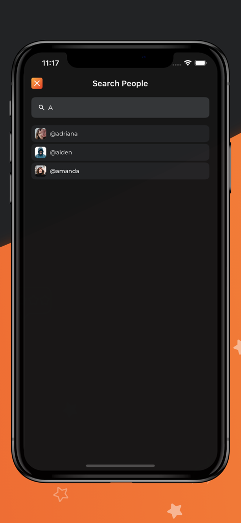 FlikPix- Find Gr8 movies fast - Interface de pesquisa no aplicativo FlikPix para encontrar e seguir amigos